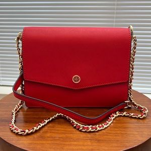 Tory Burch Robinson Convertible Shoulder Bag Red